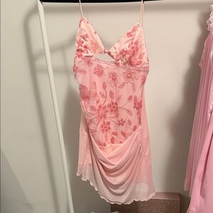 Pink Floral Lace Slip Dress - Women's Intimates